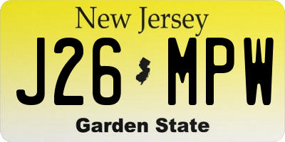 NJ license plate J26MPW