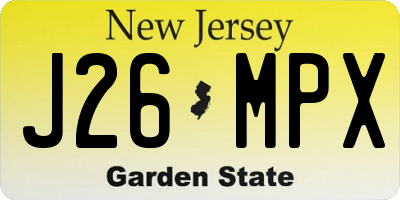 NJ license plate J26MPX