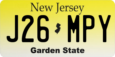 NJ license plate J26MPY