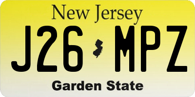 NJ license plate J26MPZ