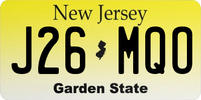 NJ license plate J26MQO