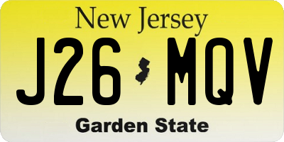 NJ license plate J26MQV
