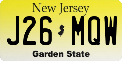 NJ license plate J26MQW