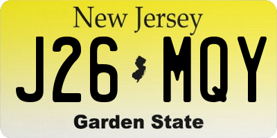 NJ license plate J26MQY