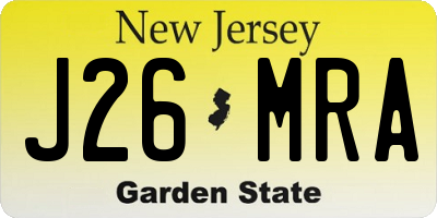 NJ license plate J26MRA