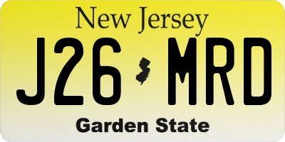 NJ license plate J26MRD