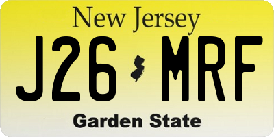 NJ license plate J26MRF