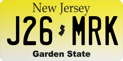NJ license plate J26MRK
