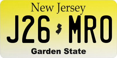 NJ license plate J26MRO