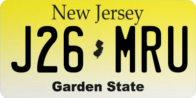 NJ license plate J26MRU