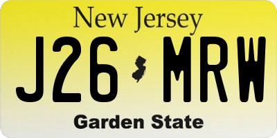 NJ license plate J26MRW