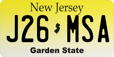 NJ license plate J26MSA