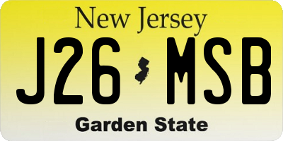 NJ license plate J26MSB