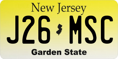 NJ license plate J26MSC