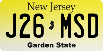 NJ license plate J26MSD