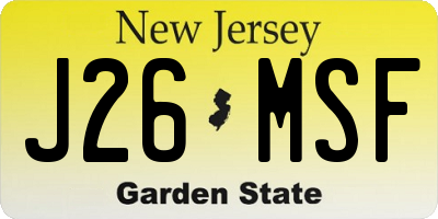 NJ license plate J26MSF