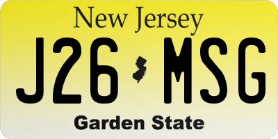 NJ license plate J26MSG