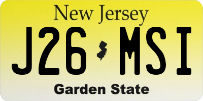 NJ license plate J26MSI