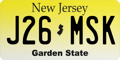 NJ license plate J26MSK