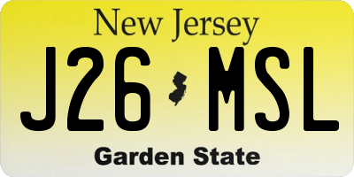 NJ license plate J26MSL