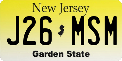 NJ license plate J26MSM