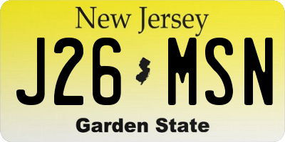 NJ license plate J26MSN