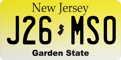 NJ license plate J26MSO