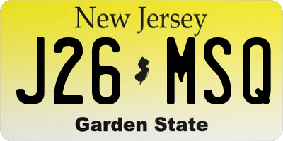 NJ license plate J26MSQ