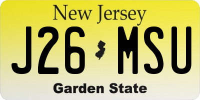 NJ license plate J26MSU