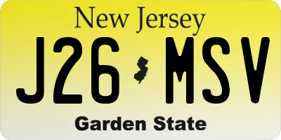 NJ license plate J26MSV
