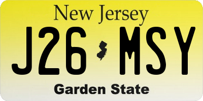 NJ license plate J26MSY