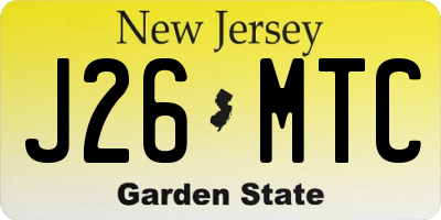 NJ license plate J26MTC