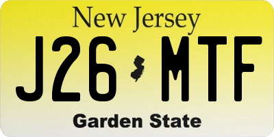 NJ license plate J26MTF