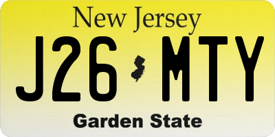 NJ license plate J26MTY