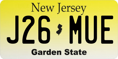 NJ license plate J26MUE
