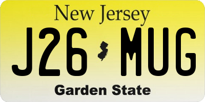 NJ license plate J26MUG