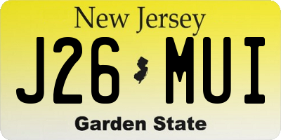 NJ license plate J26MUI