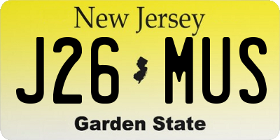 NJ license plate J26MUS