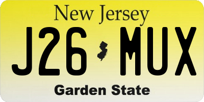 NJ license plate J26MUX