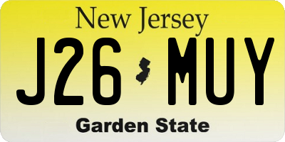 NJ license plate J26MUY