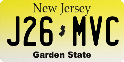 NJ license plate J26MVC