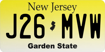 NJ license plate J26MVW