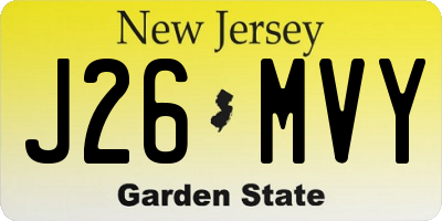 NJ license plate J26MVY