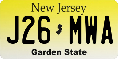 NJ license plate J26MWA