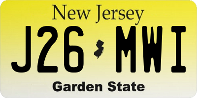 NJ license plate J26MWI