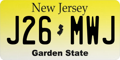 NJ license plate J26MWJ