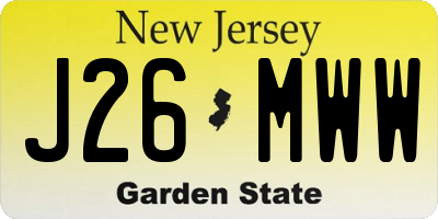 NJ license plate J26MWW