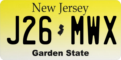NJ license plate J26MWX