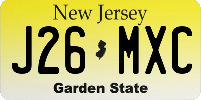 NJ license plate J26MXC