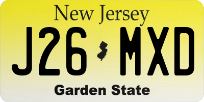 NJ license plate J26MXD